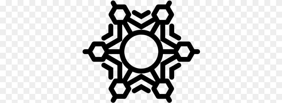 Snowflake With A Circle In The Center With Lines And Snowflake, Gray Free Png