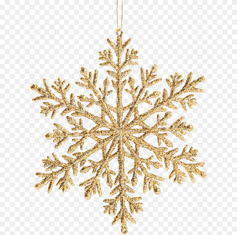 Snowflake With Glitter Gold 21cm Glitter Gold Snowflake, Accessories, Chandelier, Lamp, Nature Free Png Download