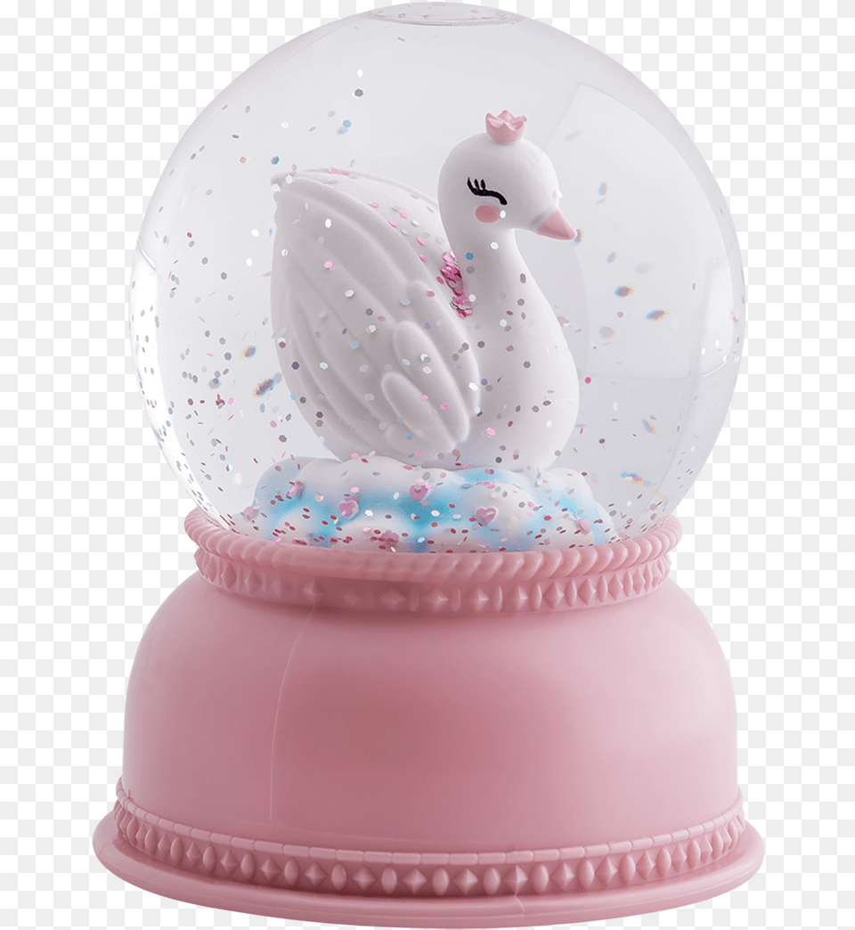 Snowglobe Light Swan Snow Globe Pink Swan, Birthday Cake, Cake, Cream, Dessert Free Png Download