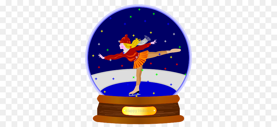 Snowglobe With Skater, Person, Dancing, Leisure Activities Png Image