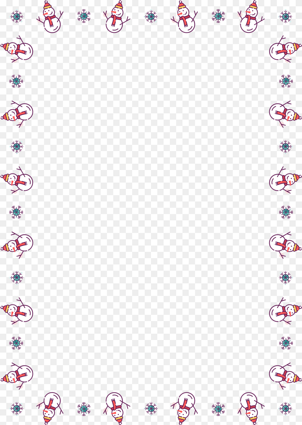 Snowman And Snowflakes Christmas Lights Border, Flower, Petal, Plant, Accessories Png Image