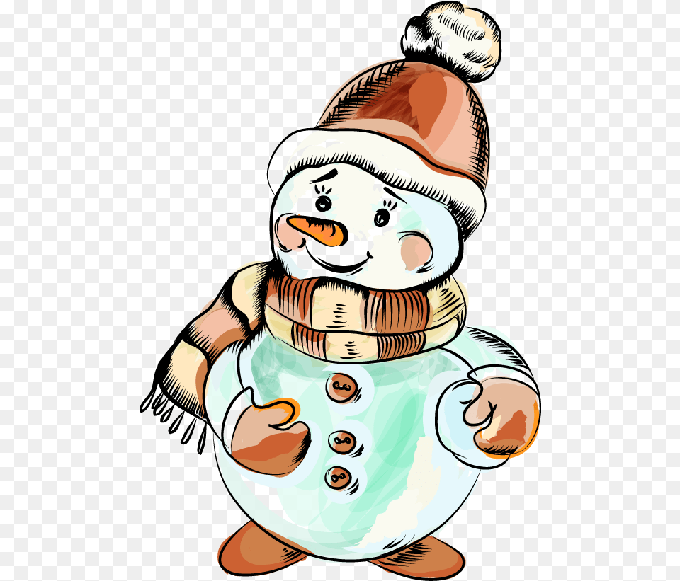 Snowman Christmas Drawing Cartoon For Happy, Winter, Outdoors, Nature, Baby Free Png
