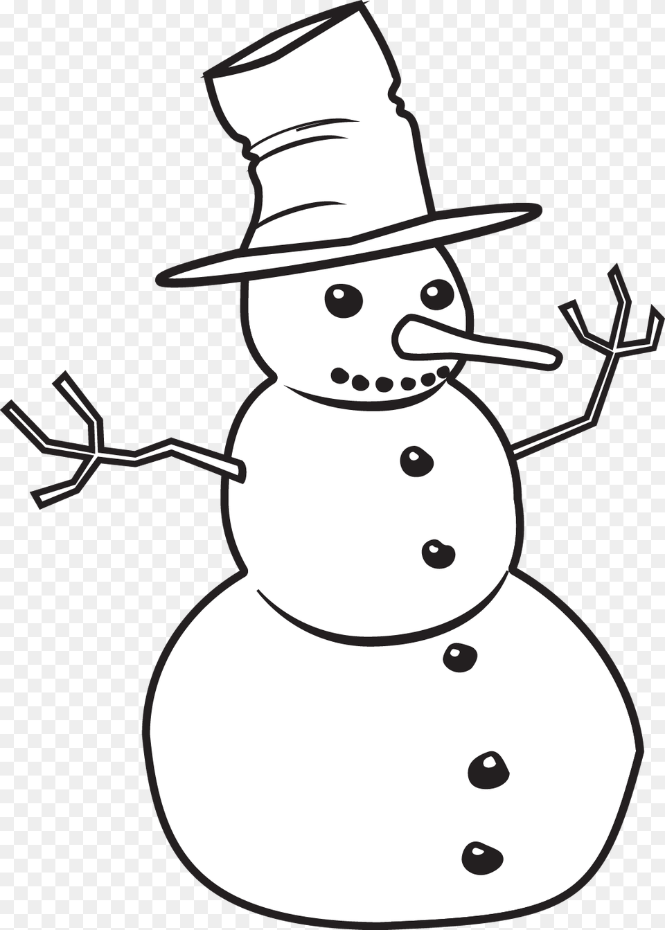 Snowman Clip Art Black And White, Nature, Outdoors, Winter, Snow Free Png