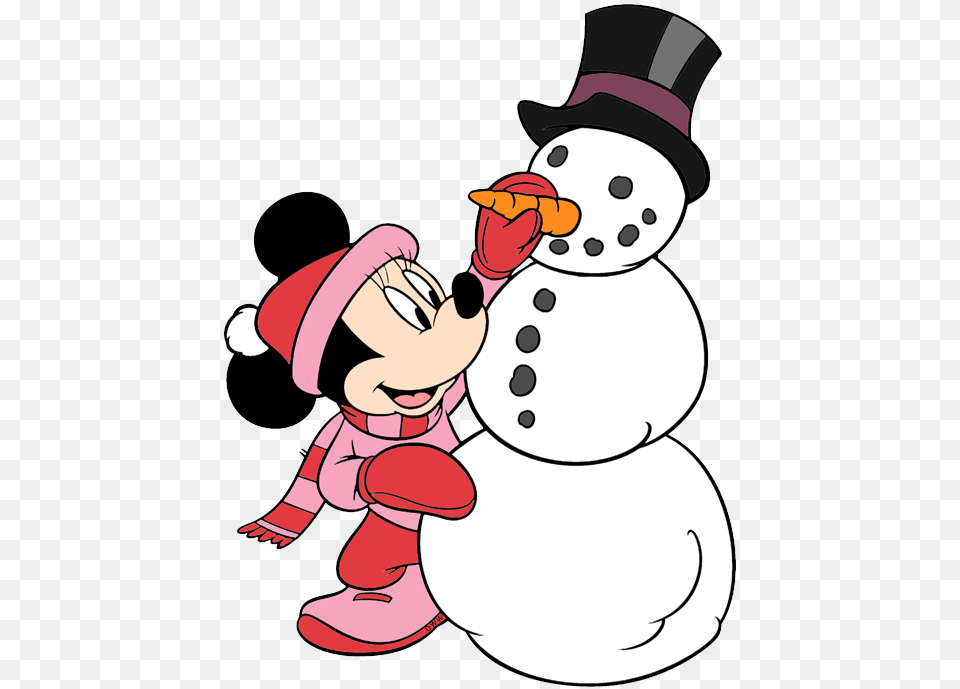 Snowman Clipart Mickey Minnie Mouse In Winter, Nature, Outdoors, Snow Free Png Download