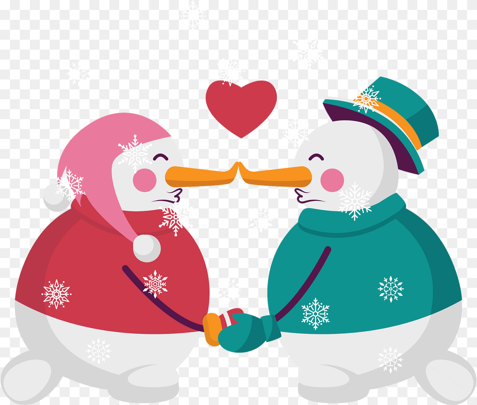 Snowman Couple In Love Clipart, Nature, Outdoors, Winter, Snow Png Image