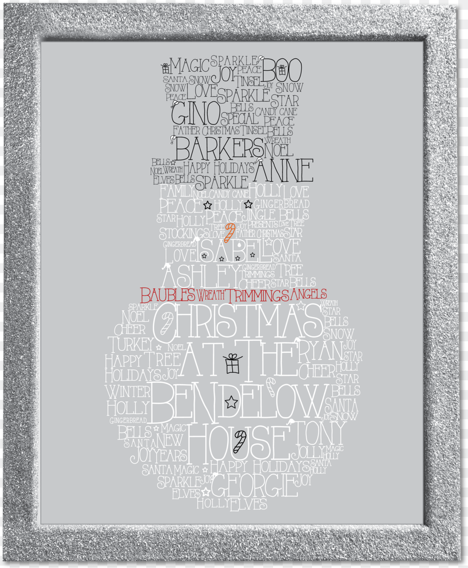 Snowman Family Personalised Word Art With Sparkly Frame Art, Chart, Diagram, Plan, Plot Free Png Download