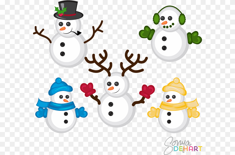 Snowman Free Cute Clipart Clip Art On Transparent Christmas Snowmen Clipart, Nature, Outdoors, Winter, Snow Png