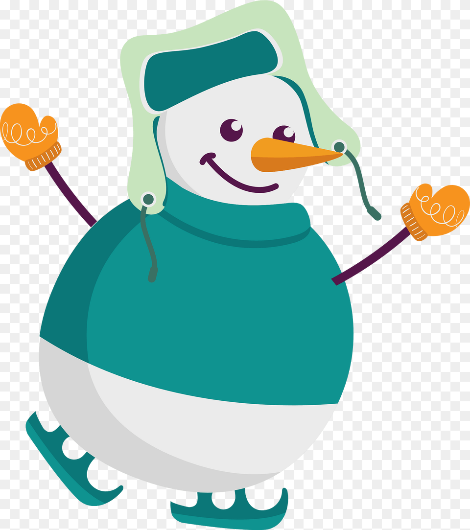 Snowman Ice Skating Clipart, Nature, Outdoors, Winter, Snow Free Transparent Png