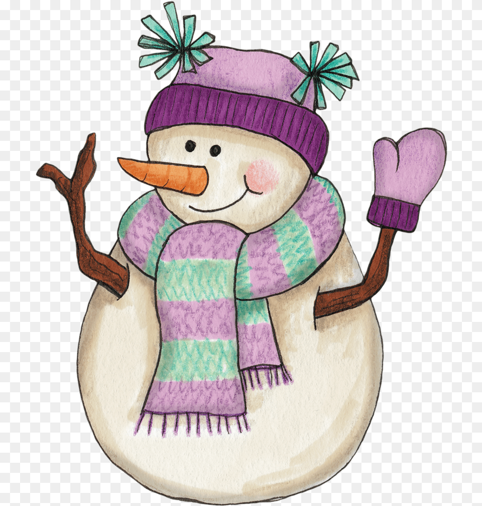 Snowman In Lavender Girl Snowman, Nature, Outdoors, Winter, Snow Png