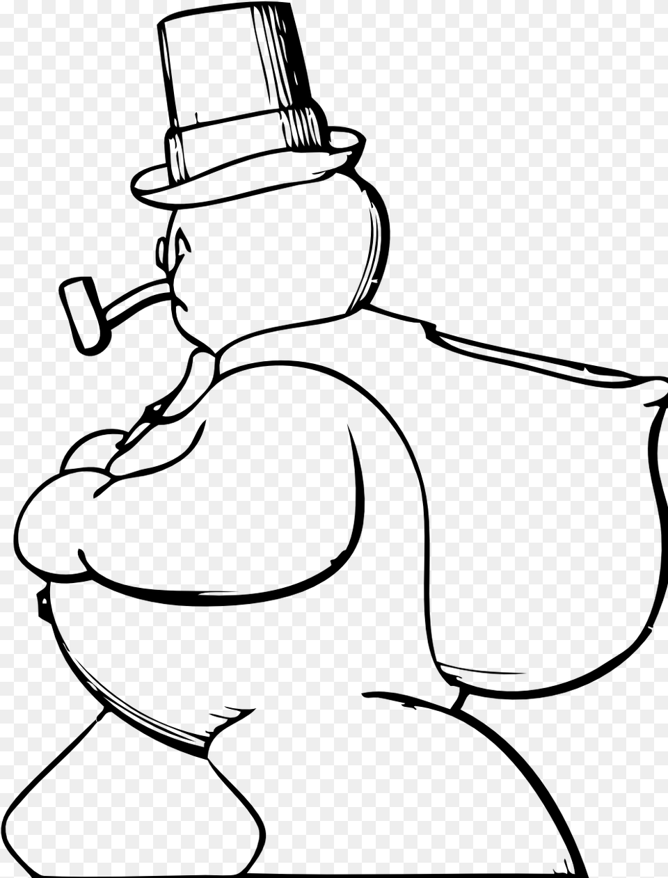 Snowman Side View Black White Line Art Tatoo Tattoo Snowman Clip Art, Gray Free Transparent Png