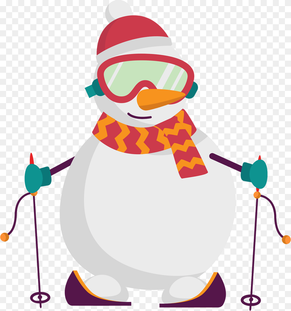 Snowman Skiing Clipart, Nature, Outdoors, Winter, Snow Free Png Download