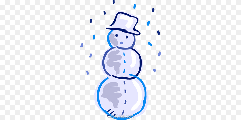 Snowman Wearing A Hat With Snow Falling Royalty Vector Clip, Nature, Outdoors, Winter Free Png