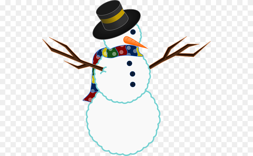 Snowman Winter Snow Twigs Buttons Carrot Scarf Clip Art Snowman, Nature, Outdoors Free Png