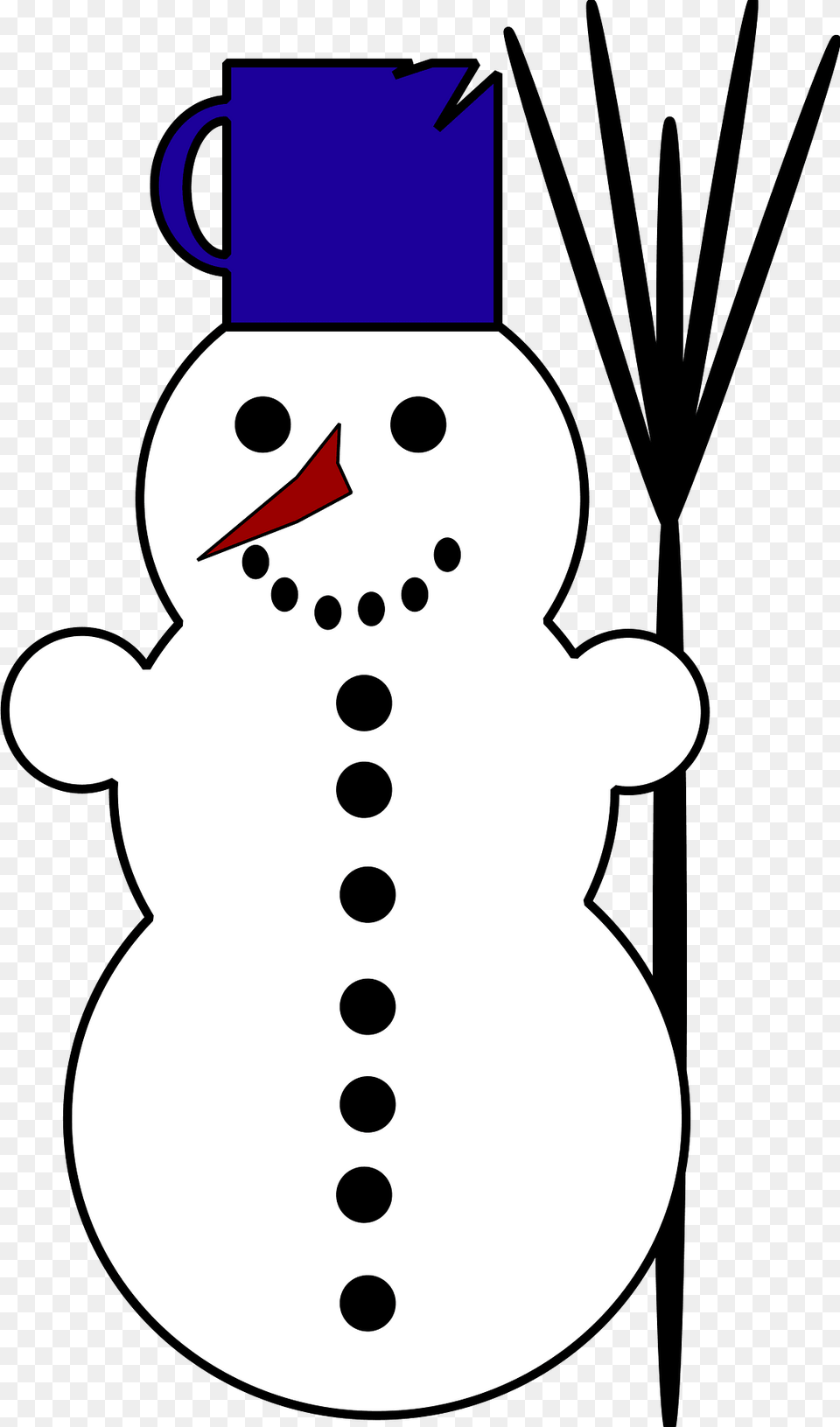 Snowman With A Blue Cup On Its Head Clipart, Nature, Outdoors, Winter, Snow Free Png