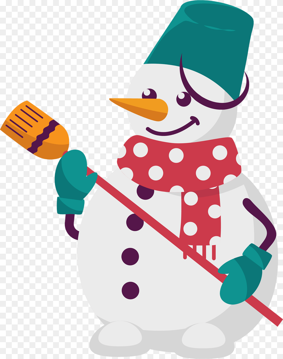Snowman With A Broom Clipart, Nature, Outdoors, Winter, Snow Free Transparent Png
