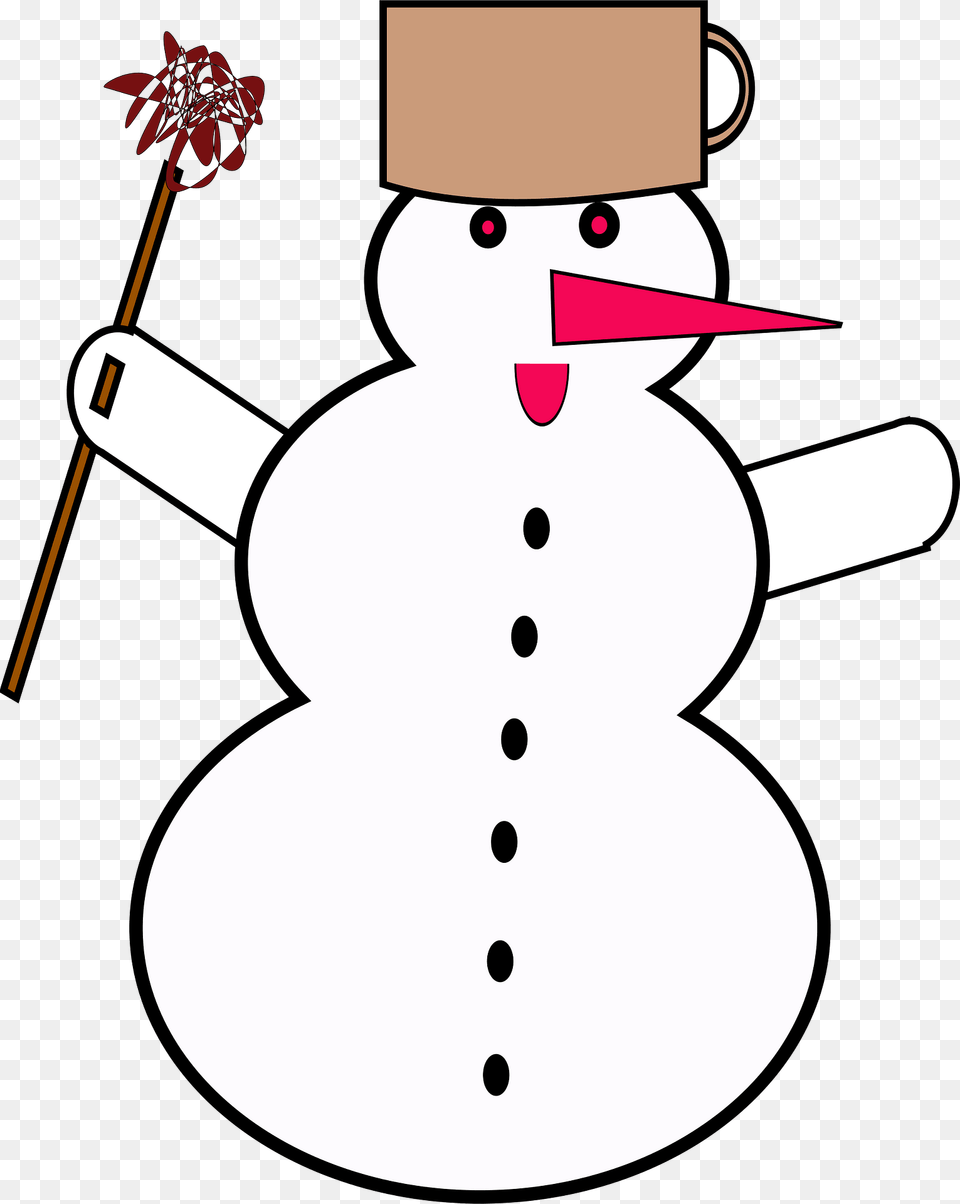 Snowman With A Brown Cup On Its Head Clipart, Nature, Outdoors, Winter, Snow Free Png