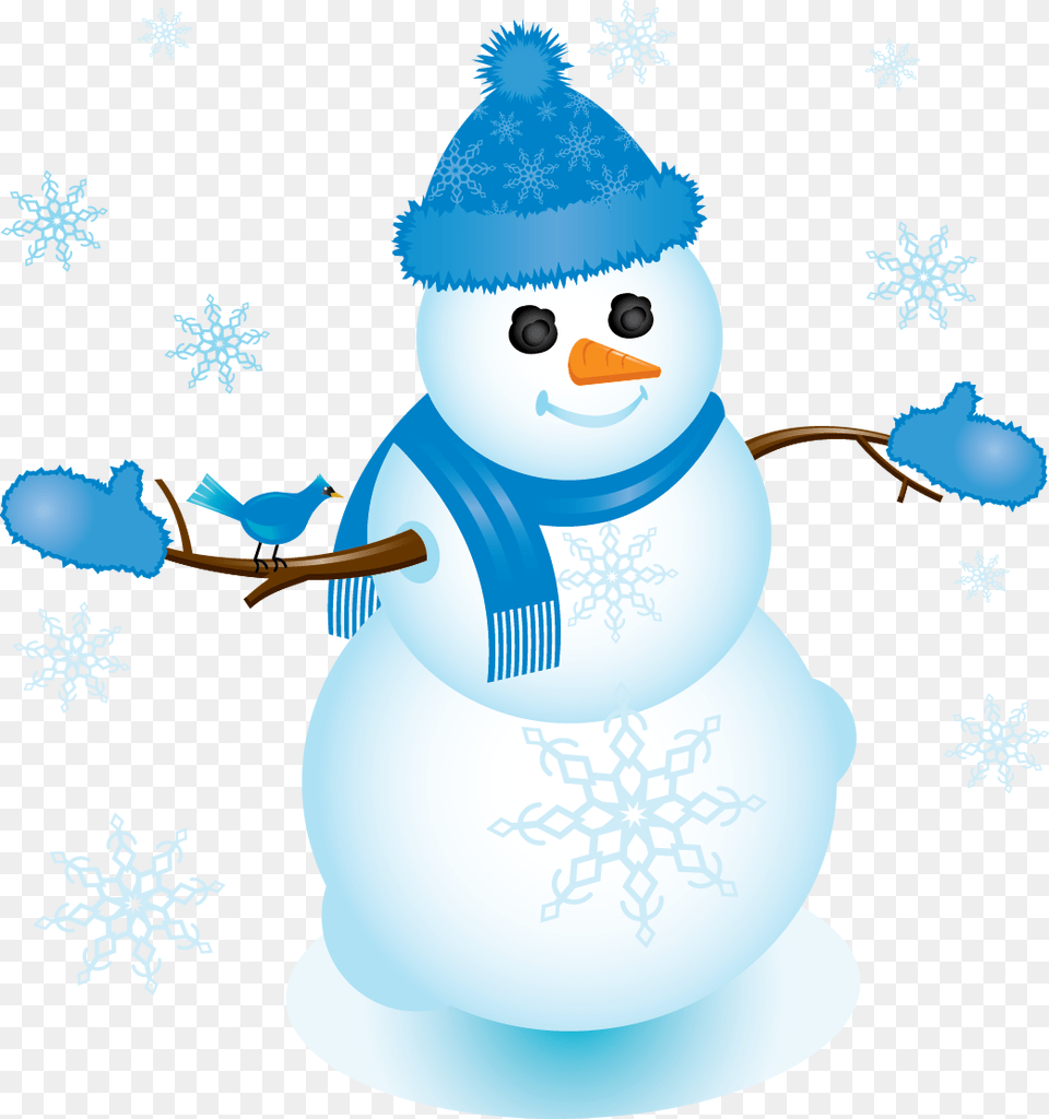 Snowman With Blue Scarf Snowman With Mittens Clipart, Nature, Outdoors, Winter, Snow Free Png Download