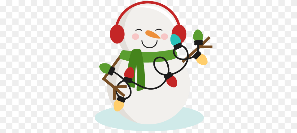 Snowman With Christmas Lights Cutting For Scrapbooking, Nature, Outdoors, Winter, Snow Free Png