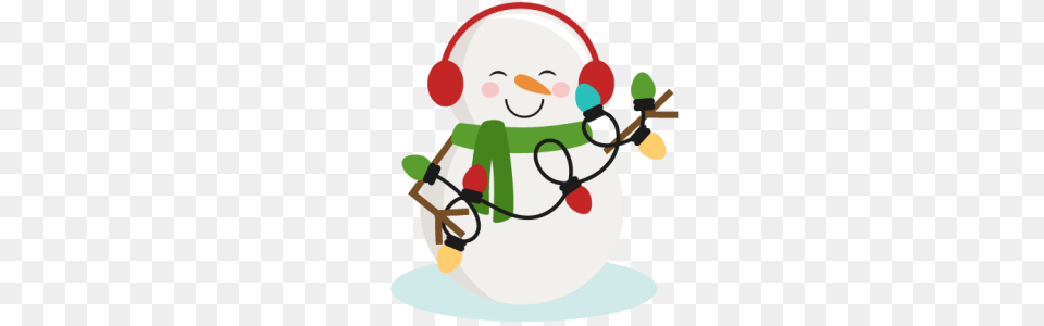 Snowman With Christmas Lights Cutting For Scrapbooking, Nature, Outdoors, Winter, Snow Png