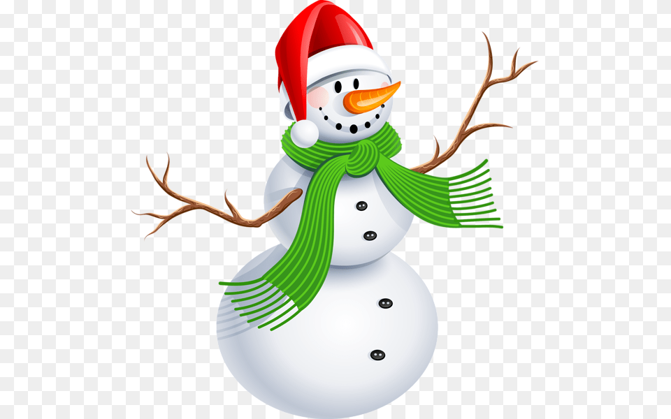 Snowman With Green Scarf Clipart Picture, Nature, Outdoors, Snow, Winter Free Png Download