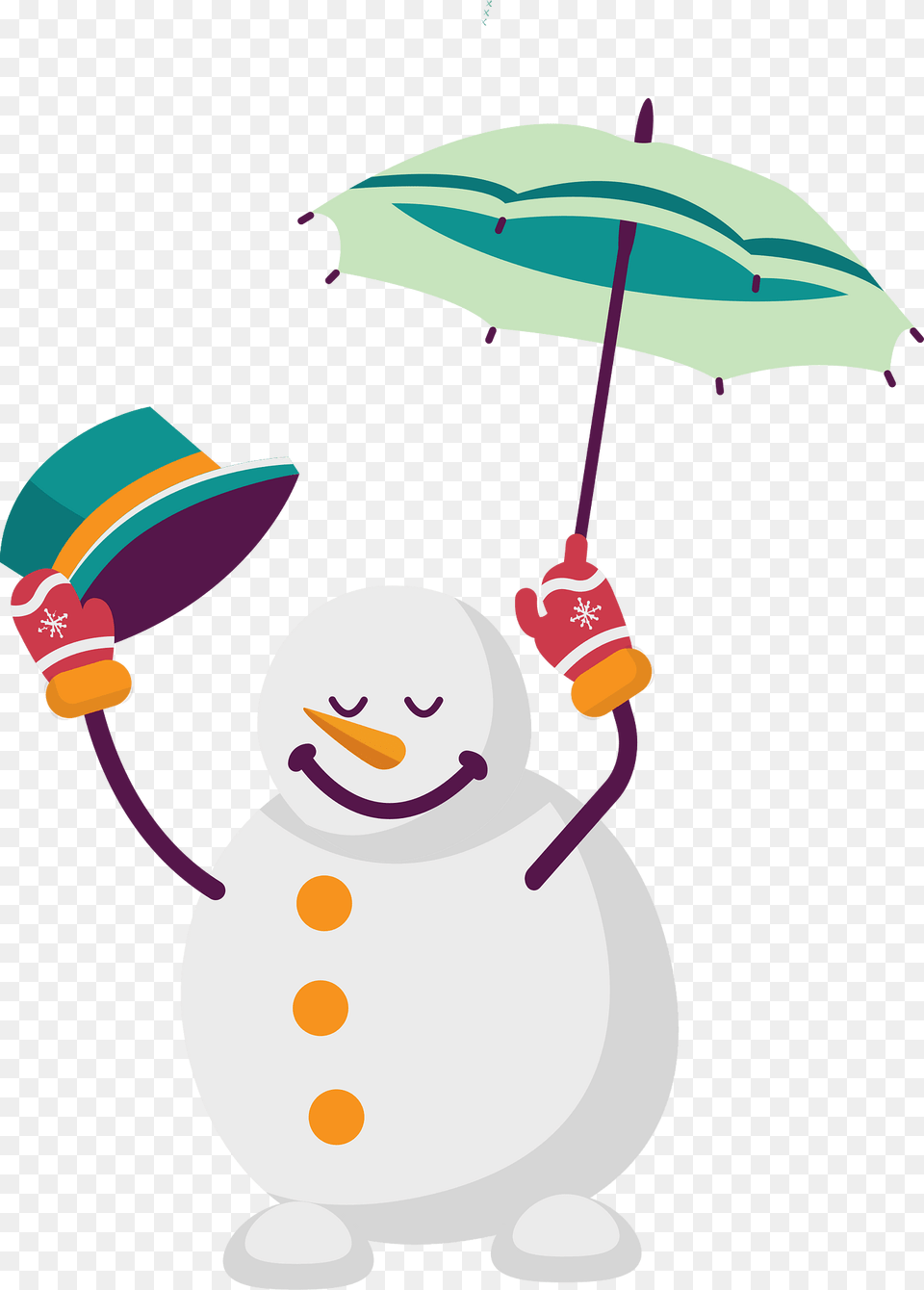 Snowman With Umbrella Clipart, Nature, Outdoors, Winter, Snow Png Image