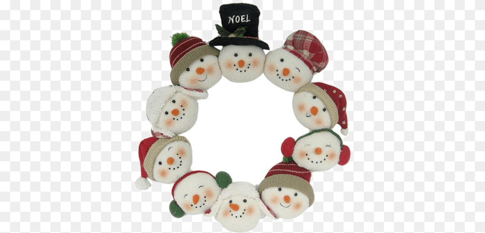 Snowman Wreath Felt Christmas Decorations Xmas Crafts Caritas De De Nieve En Fieltro, Nature, Outdoors, Winter, Snow Free Png