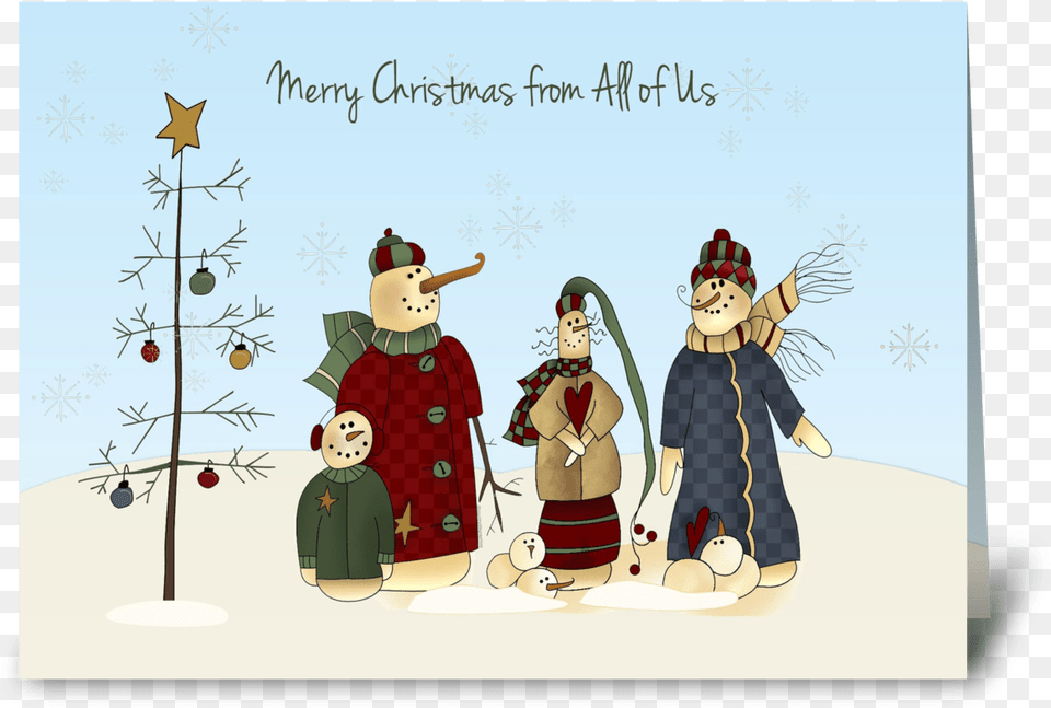 Snowmen Group Winter Scene Greeting Card Christmas Card, Book, Comics, Publication, Baby Free Transparent Png