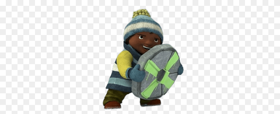 Snowsnaps Tomas Holding Shield, Clothing, Hat, Baby, Person Png