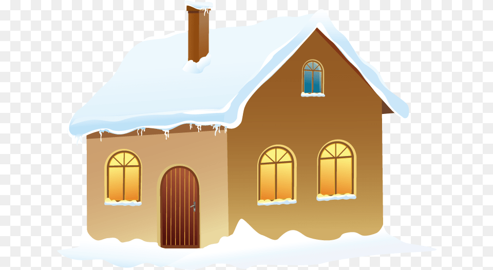 Snowy House Clipart, Architecture, Building, Cottage, Housing Png
