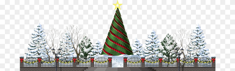 Snowy Park Christmas Lights, Plant, Tree, Christmas Decorations, Festival Free Png Download