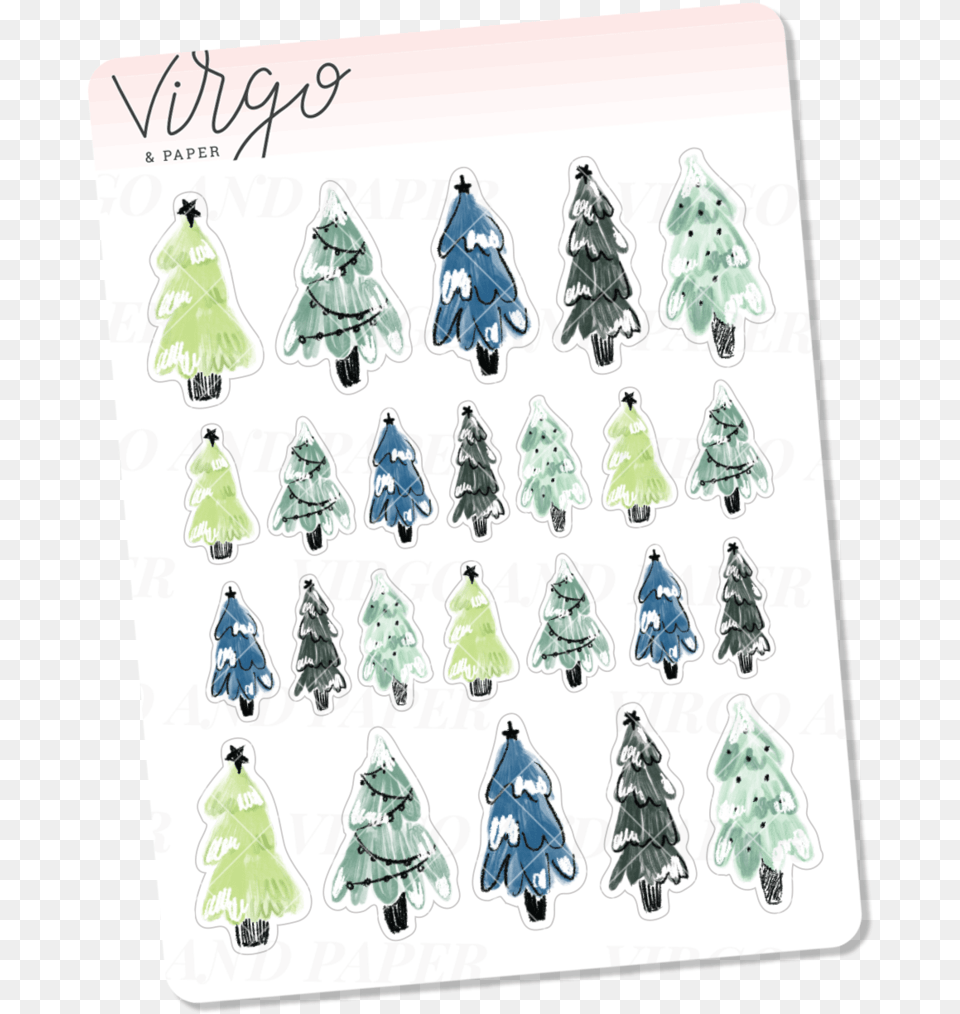 Snowy Trees Mini Sheet Of Planner Stickers Christmas Tree, Adult, Person, Female, Woman Png