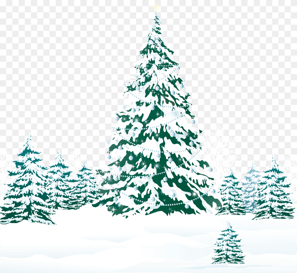 Snowy Winter Ground With Trees Clipart Image Snowy Pine Tree Clipart, Fir, Plant Free Png Download