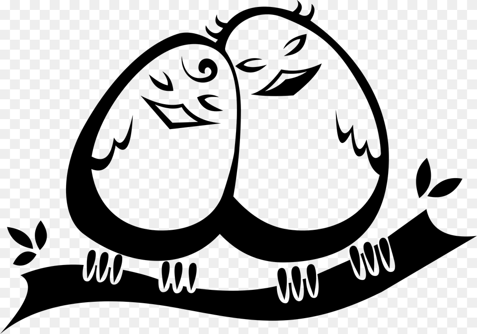 Snuggling Love Birds Clip Arts Love Clipart Black And White, Gray Free Png
