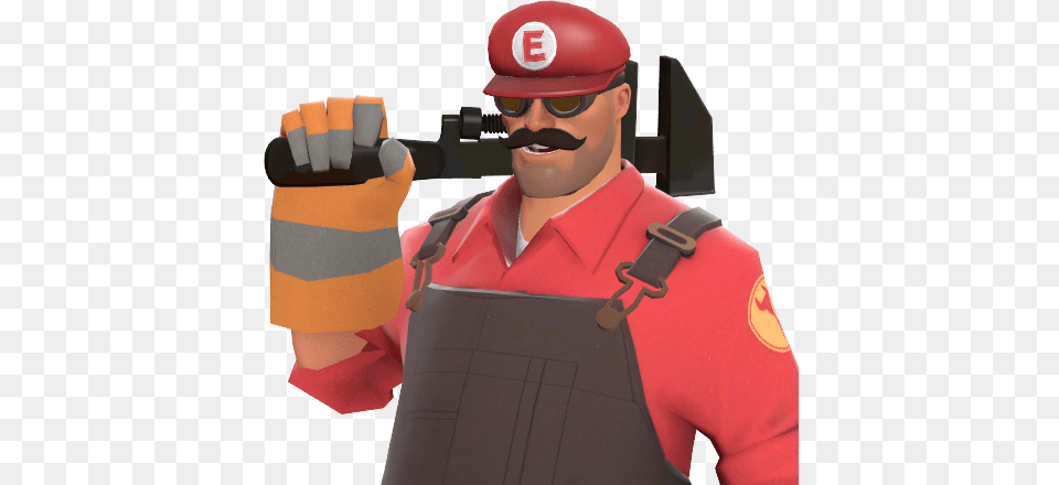 So A M Tf2 Engineer Mario Hat, Clothing, Glove, People, Person Png