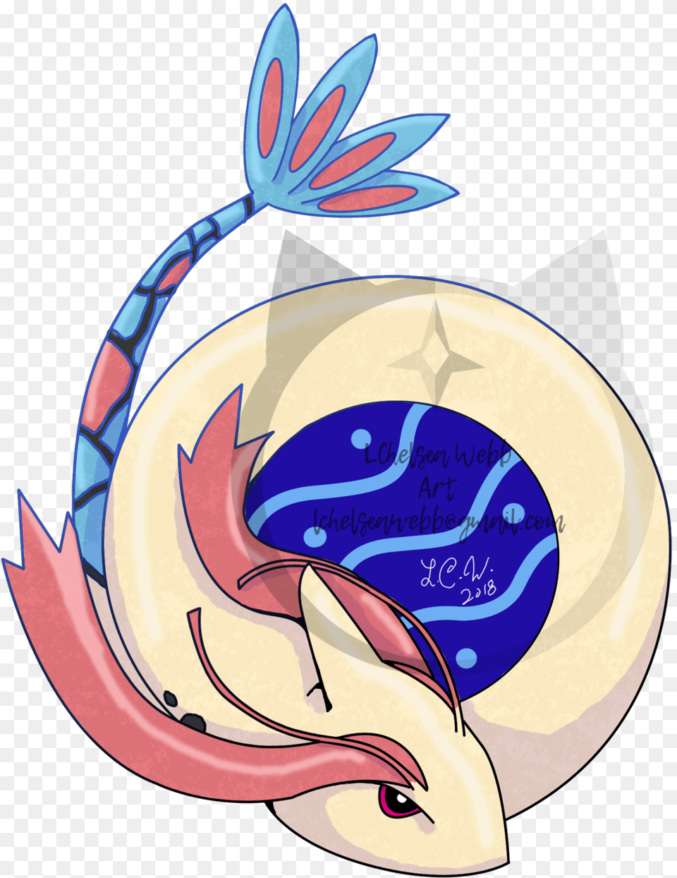 So I Did A Milotic Illustration, Animal, Sea Life, Water, Disk Png Image