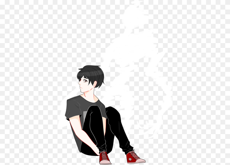 So I Started To Read Ajin Anime Boy Sitting, Book, Clothing, Comics, Shoe Free Transparent Png