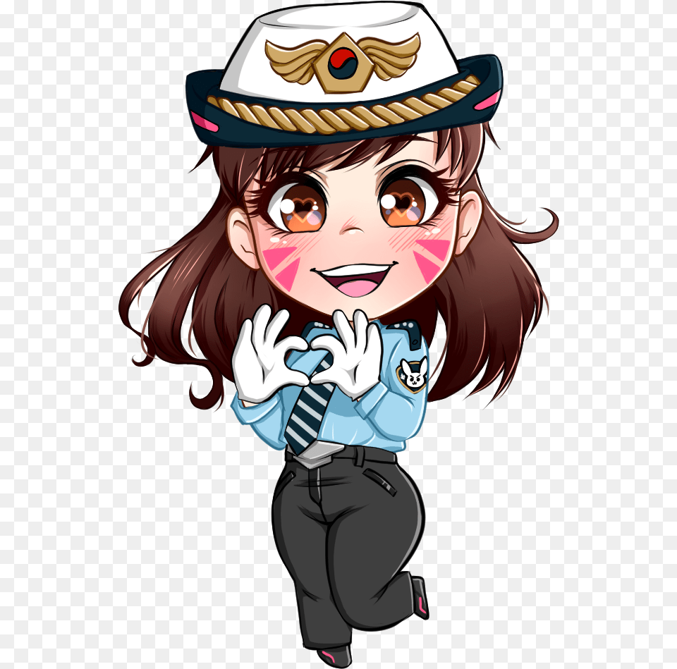 So I Ve Been Working On Some Chibi Commissions For D Va Police Chibi, Book, Comics, Publication, Adult Free Png