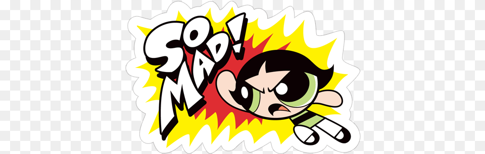 So Mad Mad Powerpuff Reaction Sticker, Art, Book, Comics, Publication Free Transparent Png