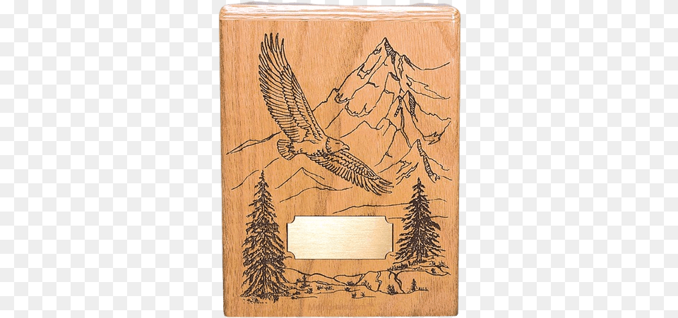 Soaring Eagle Oak Wood Cremation Urn Osprey, Plant, Tree, Plywood, Animal Free Png Download