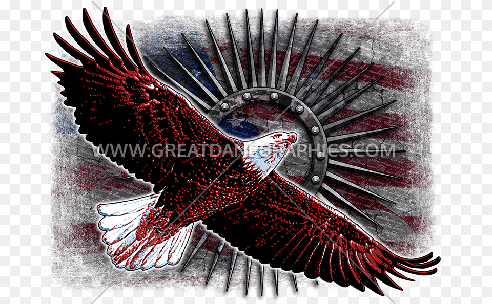 Soaring Metal Eagle American Flag Baseball Sleeve Shirt Flag Of The United States, Animal, Beak, Bird Free Transparent Png