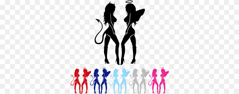 Socal Angel Amp Devil Women Standing Decal Ggg Fashion Sexy Angel Devil Girl Silhouette Car Motorcycle, Art, People, Person, Purple Free Png Download