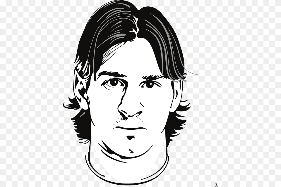 Soccer Face Cartoon Sports Football Celebrity Fc Barcelona, Stencil, Adult, Portrait, Photography Png