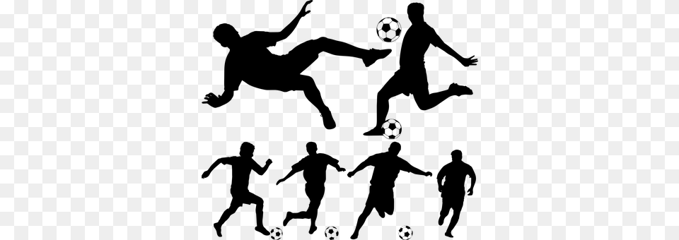 Soccer Football Sports Ball Stadium Football Players Clipart Black And White, Gray Free Png