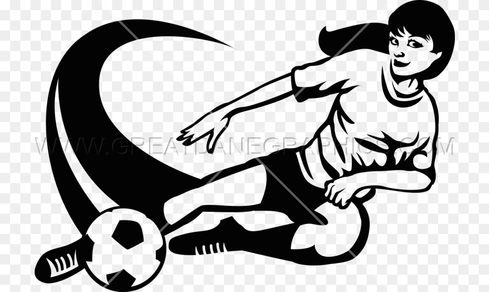Soccer Girl Kick Slide Production Ready Artwork For T Shirt Printing, Person, Face, Head, Bow Free Png Download