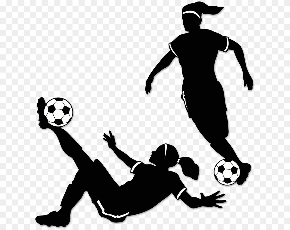 Soccer Girl Player Clipart Best Transparent Girl Soccer Player Clipart, Stencil, Sport, Soccer Ball, Person Free Png Download