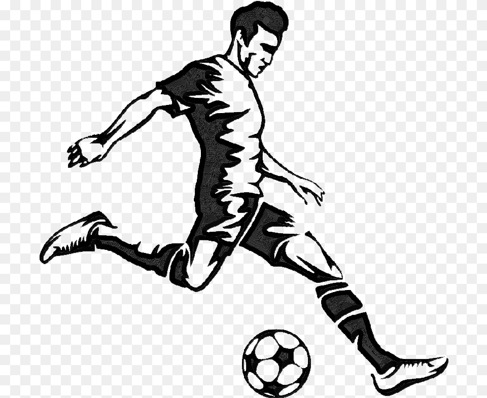 Soccer Player Black And White Clipart, Clothing, Footwear, Shoe, Football Png Image