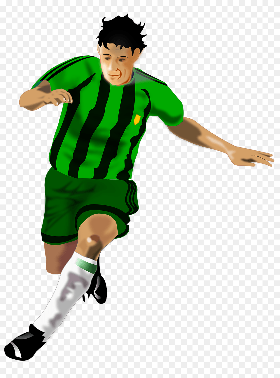 Soccer Player Green And Black Uniform Clipart, Clothing, Shorts, Boy, Child Png