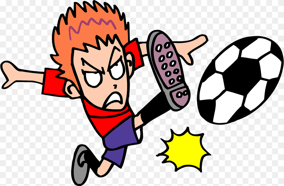 Soccer Player Is Kicking The Ball Clipart, Book, Comics, Publication, Baby Free Png