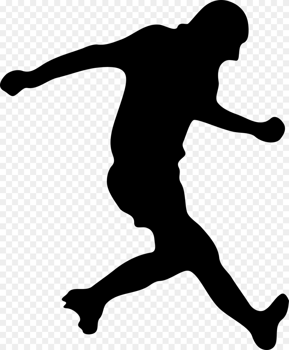 Soccer Player Silhouette, Gray Free Png