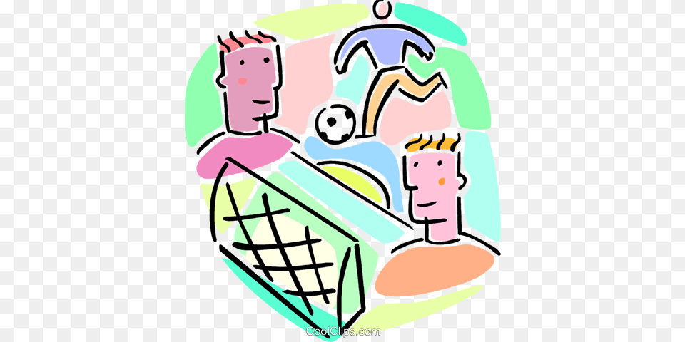 Soccer Players And A Soccer Net Royalty Free Vector Clip Art, Face, Head, Person, Cream Png Image